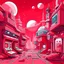 Placeholder: Cartoon Red and white Alien planet city streets