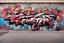 Placeholder: a graffiti mural wall with the word cell street fighter 6 style