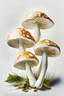 Placeholder: Oil painted realistic mushrooms with white background