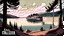 Placeholder: Couer D Alene lake drawn in a lofi art style