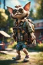 Placeholder: gremlins scout pimp hippie, hovering with rocket backpack in the backyard, in the style of a fallout 4,bokeh like f/0.8, tilt-shift lens 8k, high detail, smooth render, down-light, unreal engine, prize winning