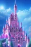 Placeholder: luminous pink castle, sky blue, 8k, unicorns, cascades