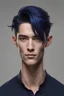 Placeholder: seorang laki-laki umur 18, berkulit kuning Langsat, rambut dark bluedada bidang, berotot, wajah yang tegas, manis, memakai kemeja hitam