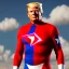 Placeholder: Realistic image of Donald trump super hero, retro style, watchmen style, red and blue colors, white stars, suspenders, latex material, 80s, vibrant color, highly detailed, sky background, concept art, unreal engine 5, god rays, ray tracing, RTX, lumen lighting, ultra detail, volumetric lighting, 3d, finely drawn, high definition, high resolution.