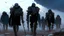 Placeholder: Bio-engineered undead robot army marching, machine army, weapons, tactical wear, gas masks, dark winter landscape, techno gothic aesthetic, epic, science fiction painting, Denis Sarazhin, Alex Colville, Simon Stålenhag, Neil Blomkamp, Frank bowling, Christopher Shy, Alejandro Burdisio, Tye MRAW, gritty, high contrast, atmospheric horror art, suspenseful, vivid, neon overlay, glitch grunge, harsh textures, dramatic, surreal horror, gestural, retro futuristic, nightmarish art, apocalyptic art,