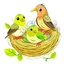 Placeholder: little birds in nest cartoon