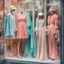 Placeholder: A shop window with women's fashion all bright and delicate colors