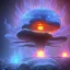 Placeholder: Spherical Frost metal magic armoured lightning Mycelium giant blob MUSHROOM flower erupting with BLUE FLAMES hellfire abyss stars SPACE lANDSCAPE