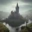 Placeholder: A magical gothic little town of witches with a castle and canals Nick Harris style