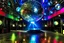 Placeholder: Sala dyskotekora w srebrna kula disco. dekorecje kolorowe, kolorowa grafika