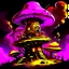 Placeholder: A fantabulous black, yellow, and magenta (((mushroom tower house))) erected atop a (geologic pillar), surrounded by the uncanny imaginative ((( swirling skies))), offset by the stark hues of a (neon-tinged nebulous space scape), within. captured by the hand a skilled master painter with a focus on (softly blurred compositions and voluminous lighting).