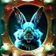 Placeholder: fantasy magic, sharp focus, illustration, highly detailed, digital painting, concept art, matte, art germ and Paul Lewin and Kehinde Wiley, masterpiece silver rabbit head bronze turquoise golden waves