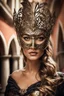 Placeholder: Photograph Beautiful woman wearing venice Metal Mask Carving Art,Fashion Style