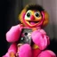 Placeholder: Powerranger as a baby muppet kawaii calling phone using a cellphone nokia, studio photo. Magazine 1980