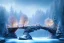 Placeholder: island waterfall old tree twigs rope bridge winter cello player