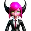 Placeholder: ROBLOX woman character pink hair with horns with white t-shirt and black tie