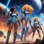 Placeholder: Once again, a single unarmed Amazon takes down a pair of Space Girls. The heavily-armed Zako sentries stand no chance against the powerful Amazon.