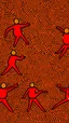 Placeholder: A dark orange virtual realm with polygons painted by Keith Haring
