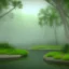 Placeholder: Photorealistic sleepy FLORIDIAN misty foggy ravine creek