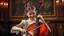 Placeholder: Young girl playing a cello, happy, inspired, virtuoso, award-winning colour photograph, sumptuous surroundings, beautiful lighting