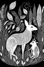 Placeholder: Black and white abstract fox and the hare