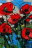 Placeholder: Poppies in the style of frank Auerbach