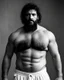 Placeholder: full figure shot photography of a burly stocky turkish prisoners , 55 years old shirtless in white dirty pants, long beard, long hair , in a dark prison, dirty, ugly, bullneck, muscular, manly chest, shirtless, bulge, misery and poverty, emotive eyes, photorealistic, ultradetailed, 32k, side view from below