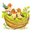 Placeholder: little birds in nest cartoon