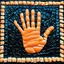 Placeholder: photograph made on a gopro hero 11 camera, down-shot of a mosaic of sushi pieces perfectly forming a hand shape, dark negative space,