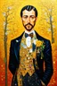 Placeholder: The key to man's soul; Lowbrow painting inspired by Gustav Klimt; Golden Hour; Exquisitely Detailed