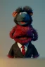 Placeholder: Waist up muppet Portrait, Kim Jong-un as muppet doll, black suit, photo studio, red background, unreal engine 5, concept art, art station, god lights, ray tracing, RTX, lumen lighting, ultra detail, volumetric lighting, 3d.