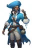 Placeholder: young female dnd air genasi pirate cleric with blue skin