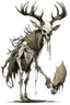 Placeholder: wendigo with a deer skull covering head and face with a snout and emaciated full body image