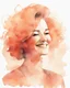 Placeholder: grown-up woman smiling silhouette and hair light peach colors watercolor draw