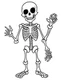 Placeholder: outline art for halloween coloring pages for kids with cartoon cute happy skeleton , white background, Sketch style, full body, only use outline, clean line art, white background, no shadows and clear and well outlined, coloring page for kids, kawaii style