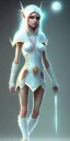 Placeholder: Symmetric cute and adorable female elf style adventurer dressed in a fresh lightdress and anatomically correct bare feet into a white room, in style of D&D, microdetails, ultradetailed body, long shot --ar 2:3