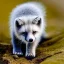 Placeholder: adorable baby arctic fox with deer antlers