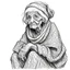 Placeholder: Drawing sketches A figure that embodies discretion in the form of an old woman