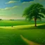 Placeholder: A green field with bio life painted by Birge Harrison