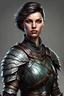 Placeholder: human female dungeons and dragons warrior with shoulder short hair realistic full length