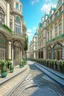 Placeholder: the design of the pedestrian street environment in the Art Nouveau style and fabulous style