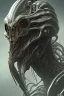 Placeholder: evil predator with crown, alien, brutal face, tron, head, burn eyes, 8k, finely detailed, dark light, photo realistic, hr giger, cyberpunk