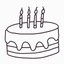 Placeholder: birthday cake, line drawing, cake with pink frosting