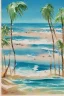 Placeholder: watercolor vintage summer beach scape sand sunshine ocean retro 1920s f