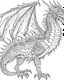 Placeholder: coloring image of full body dragon, line art, realistic, white background