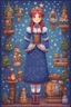 Placeholder: The nutcracker, a kind of girl with blue tones and patterns, stardew, valley style