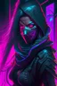 Placeholder: shadow ninja woman with cyberpunk and neon accents