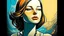 Placeholder: Young woman. Graffiti Art with outline.