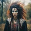 Placeholder: Conceptual surreal and otherworldly portrait photograph of a traditionally dressed Romanian Gypsy Vampire Sorceress , with highly detailed hair and facial features in the photographic style of Jerry Uelsmann, sharply focused, cross processed color image using color slide film with C-41 color negative chemicals, with fine ink overlays, 8k, cinematic horror atmosphere