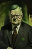 Placeholder: President Herbert Hoover painted as a undead zombie gorgon monster